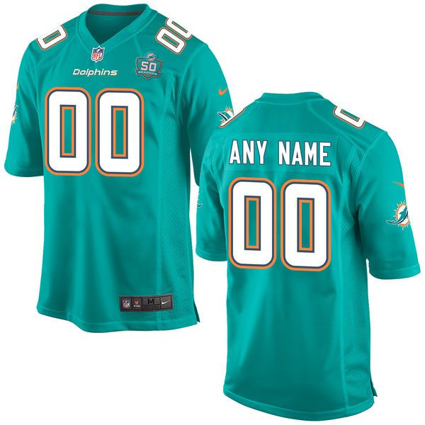 Men Miami Dolphins Green Green Nike Aqua Custom Patch Game NFL Jersey->customized nfl jersey->Custom Jersey
